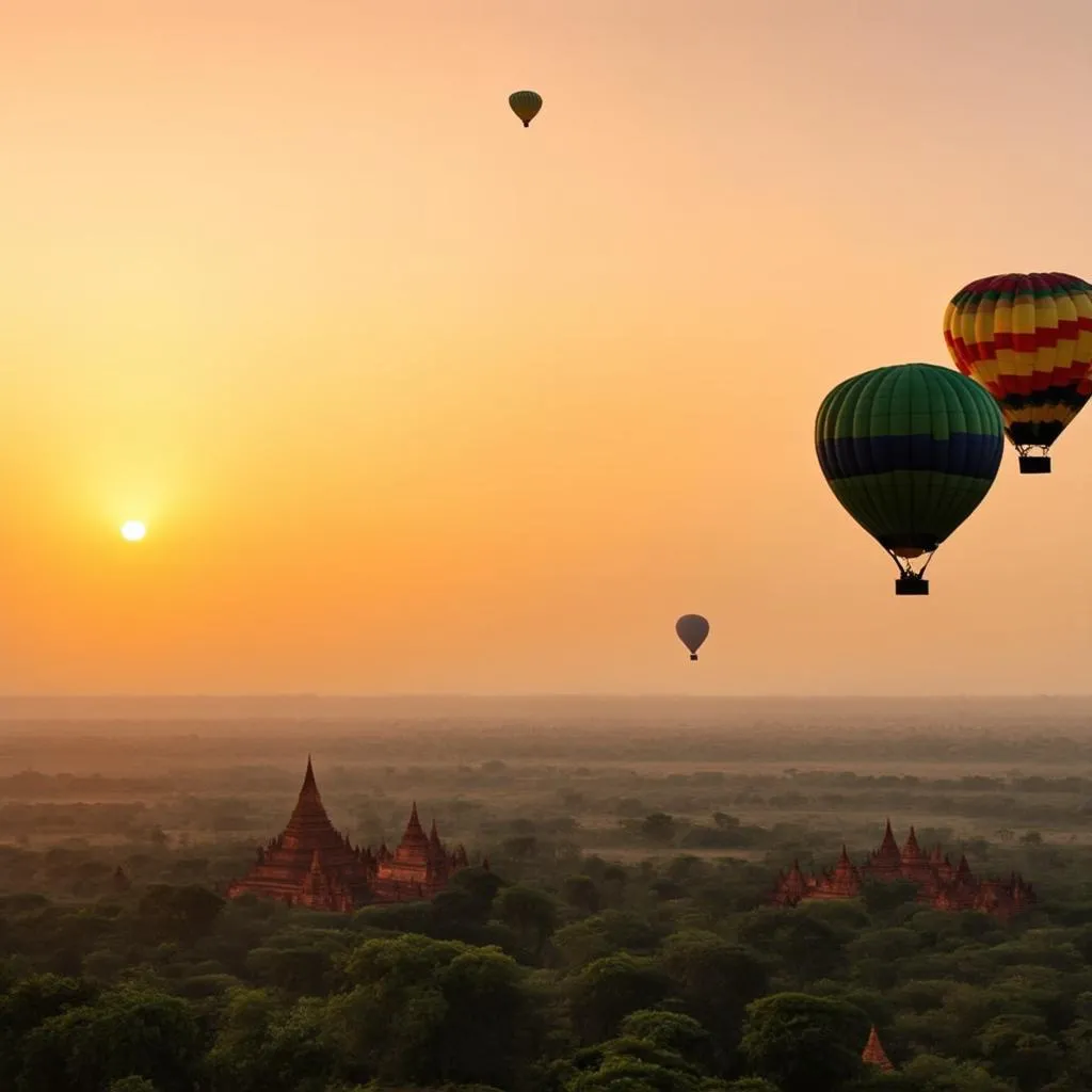 Sunrise over the ancient temples of Bagan, Myanmar